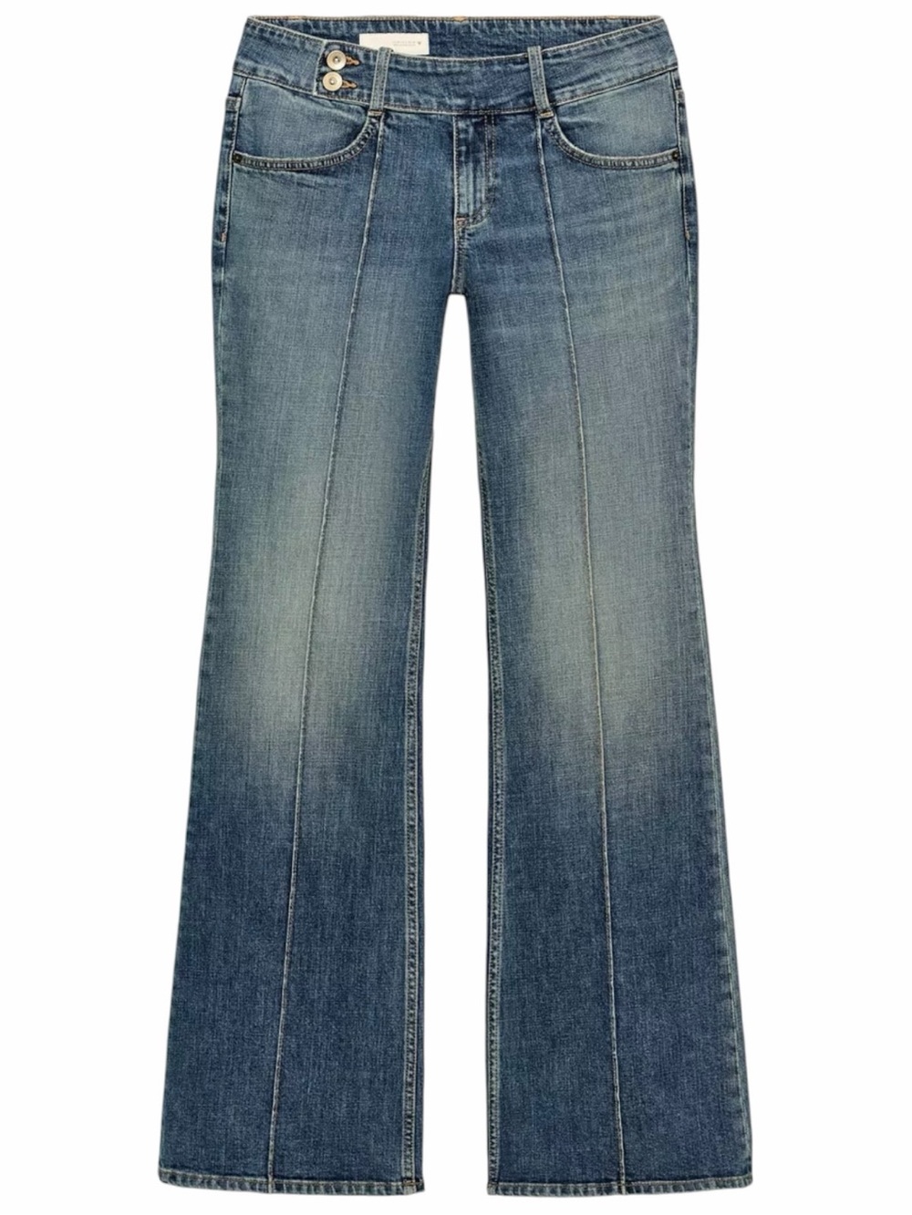 Zara NWT Low Rise Bootcut Jeans Double Button Front Seam Denim Size 0